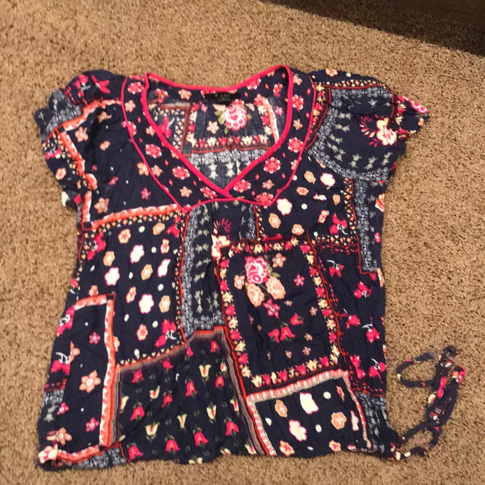 Tie floral blouse
